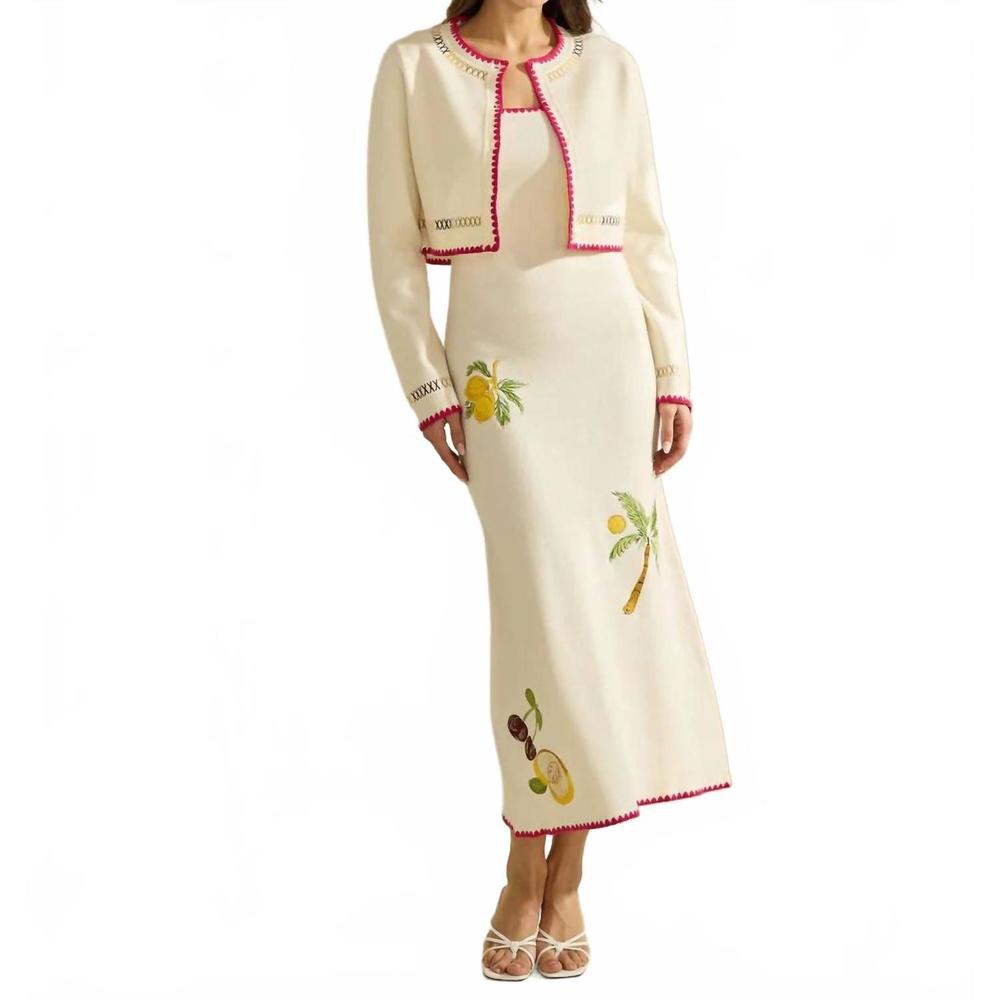 NEW ABLE zoe embroidered cardigan and sweater dress set in white
